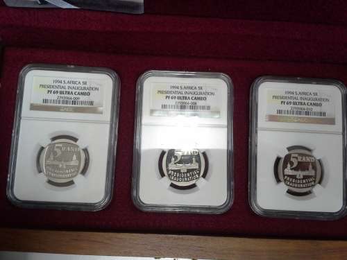 Mandela Presidential Inauguration PF69 NGC Graded PROOF R5 Coins, 2 available, bid per proof. B.i.F.